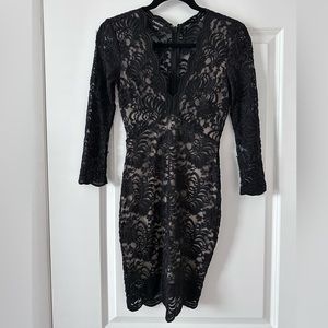 Black Lace Bodycon Mini Dress
